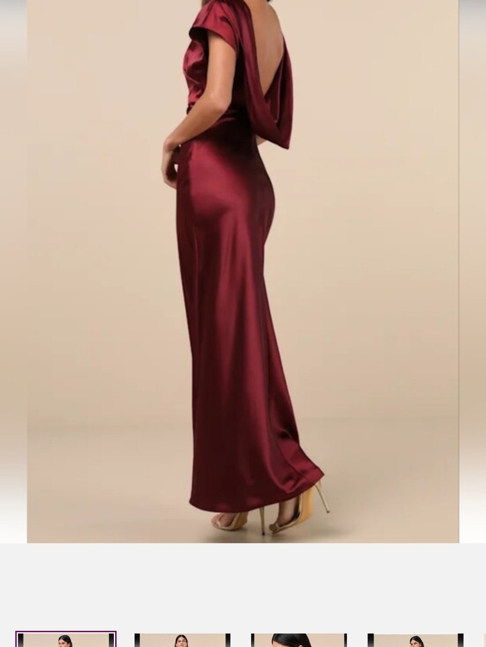 Lulu's Satin Burgundy Draped-Back Maxi Skirt